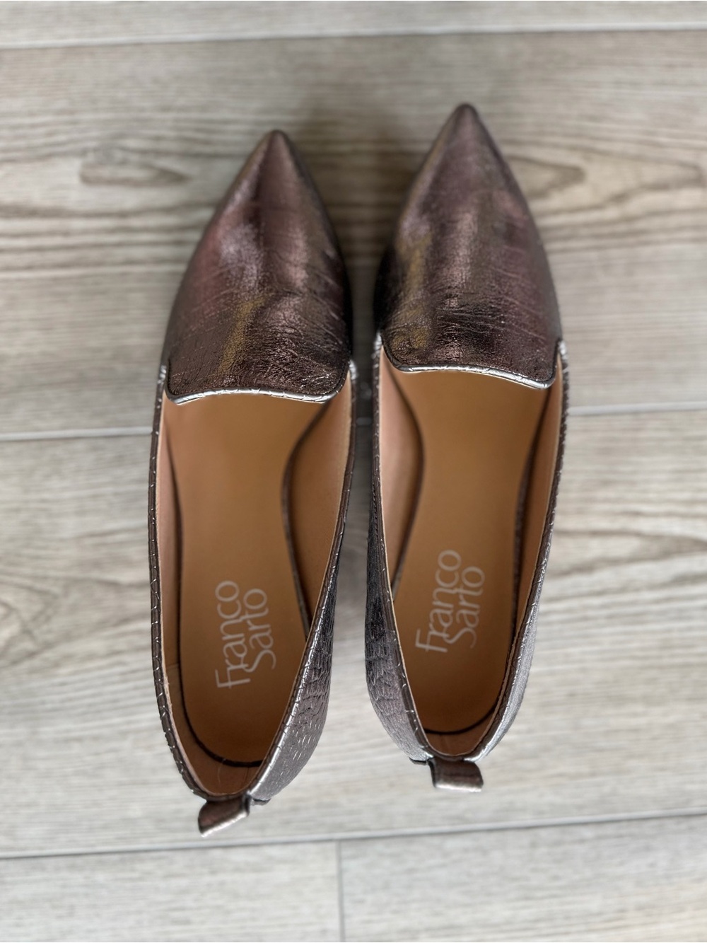 Franco Sarto Vianna Metallic Leather Flats Size 7.5